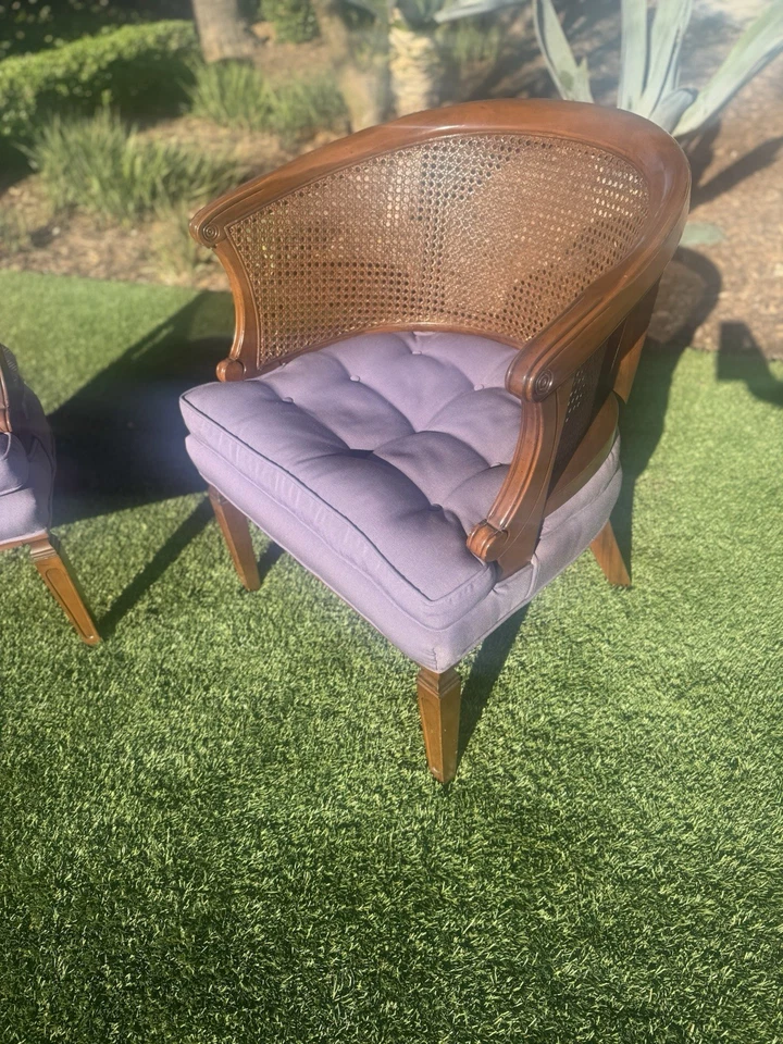 Juego de 2 sillones vintage de mimbre y ratán con brazo de caña moderna de mediados de siglo Foto 4 de 4