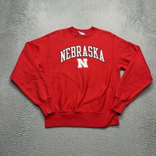Champion Reverse Weave Nebraska Huskers Sweatshirt Men Small Red Pullover Fleece