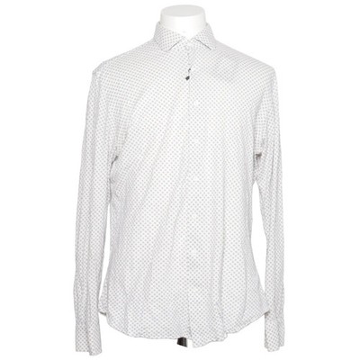Profuomo, Hemd, Größe: 42, model: the knitted shirt, Weiß/Blau, Gepunktet #iEE