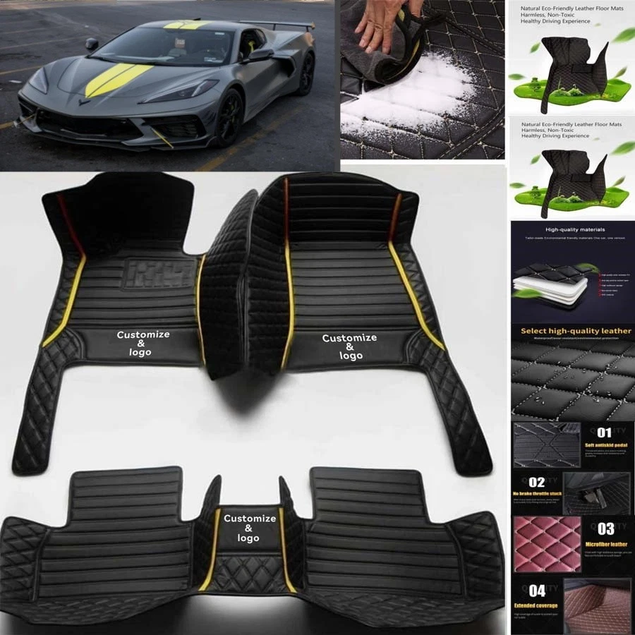 For Chevrolet Corvette Car Floor Mats Carpets Cargo Liners Custom All Weather - Image 4 of 4