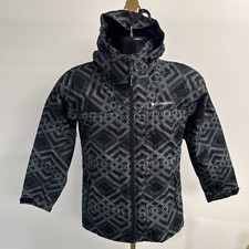 Columbia Interchange Jacket Youth Medium 10/12 Gray  Black Hooded Zip Coat EUC