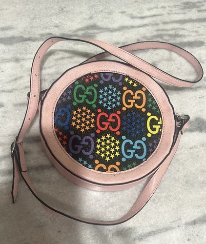 Gucci tracolla rotonda psichedelica multicolore tela pelle