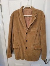 Men's J. Crew Corduroy Blazer Jacket Brown W/ Leather Buttons Size L