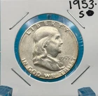 1953-S Franklin Half Dollar 90% Silver Uncirculated San Francisco Mint 50C