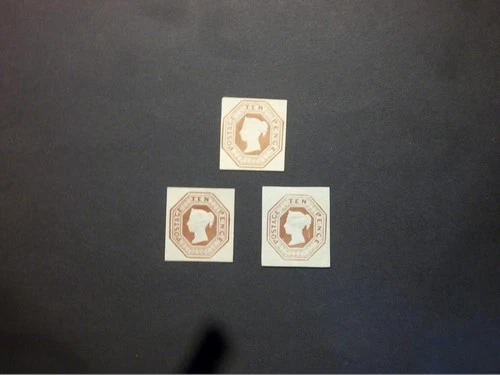GB Stationery STO 3x QV 10d brown undated embossed Cut Outs unused H&B ES17
