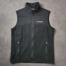 Columbia Vest Mens Medium Black Fleece Full Zip Outdoor Hiking Layering