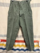 Vntg 50s Original US Army OG 107 Pants 29x31 Green Sateen Baker Side Adjusters