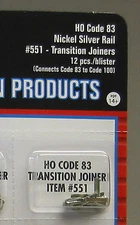ATLAS HO CODE 83 TO 100 TRANSITION JOINERS nickel silver train track ATL551 NEW
