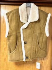 Zoe Shearling Women's Suede Vest, Light Brown, Size M/l