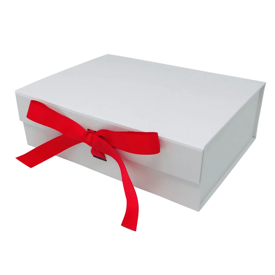Wholesale A4 Size White Folding Magnetic Gift Box with Ribbon - Image 3 of 4