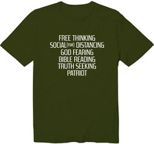 Free Thinking Truth Seeking Socialism Distancing Crewneck T-Shirt God Fearing