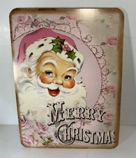 Christmas Pink Wall Decor Holiday Vintage Style Die Cut Cardboard 5. 5 X 7. 5
