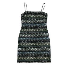 Vintage Amanda Smith Striped Floral Fitted Mini Strappy Dress 10