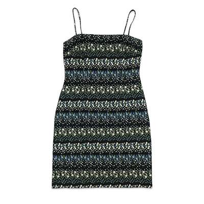 Vintage Amanda Smith gestreift Blumen tailliert Mini Trägerkleid 10