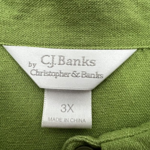 CJ Banks Damen Bluse mit Knöpfen Gr. 3X Farbe Grün 55% Leinen 3/4 Ärmel - Bild 7 von 13