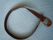 Women's Brown Leather Belt Western Metal Buckle End Tip Size 6 or 26.5"