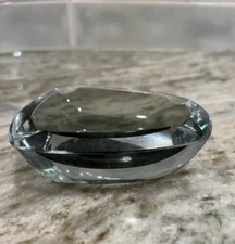 Asta Stromberg Crystal Bowl Ashtray Green Tint Vintage 1991 Sweden Signed