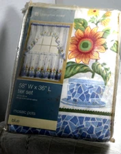 Essential Home 58"W x 36 "L tier set one pair of tiers and 1 valance mosiac pots