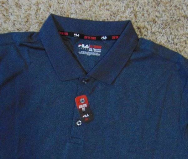 Mens Polo Big Tall Golf FILA Gray Short Sleeve Tru Dry Classic Shirt