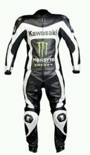KAWASAKI Hommes Combinaison de Moto en Cuir Courses Moto en Cuir Veste Pantalon