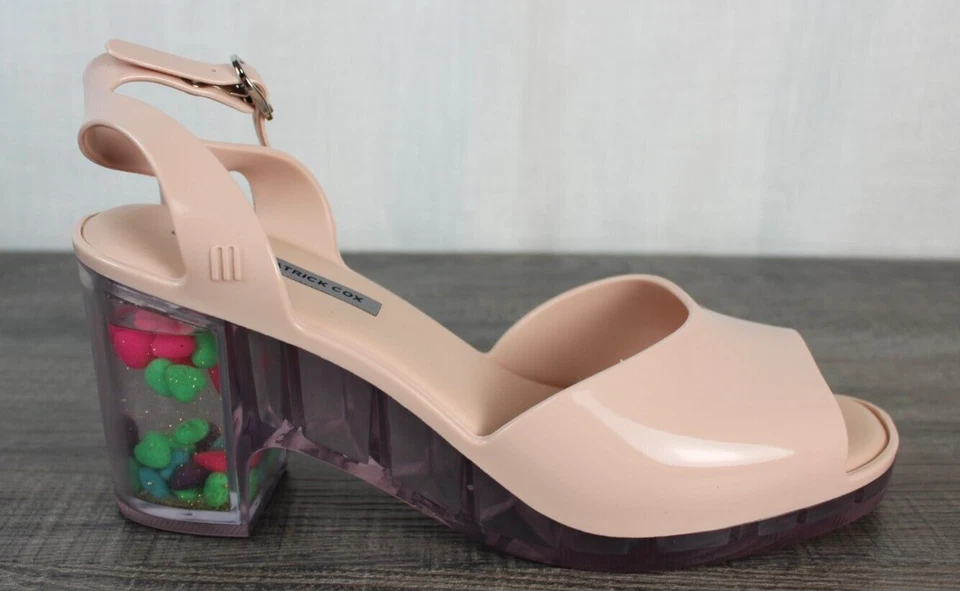 RARO Sandalias Melissa x Patrick Cox Corazón Tacón Jalea 8 Rubor Rosa Brillo Y2K - 8 Foto 4 de 4