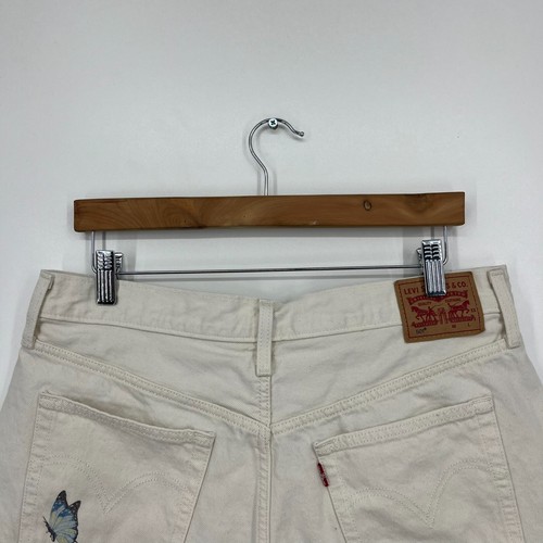 Levi's Denim Shorts Women's 32 White 501 High Rise Butterfly Graphic Print - 第 9/13 張圖片
