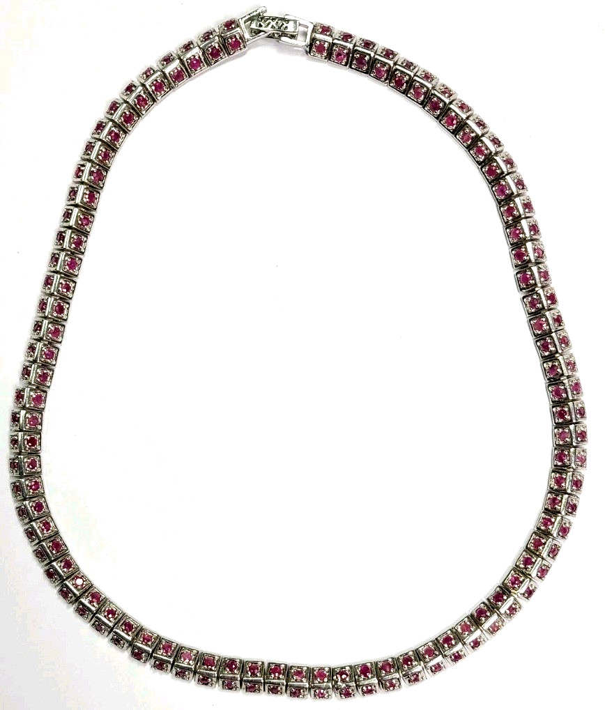 Sterling Silver Genuine Ruby Square Triangular Li… - image 2