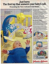 Johnson & Johnson Child Development Toys Voice activated Crib Mobil 1986 Ad