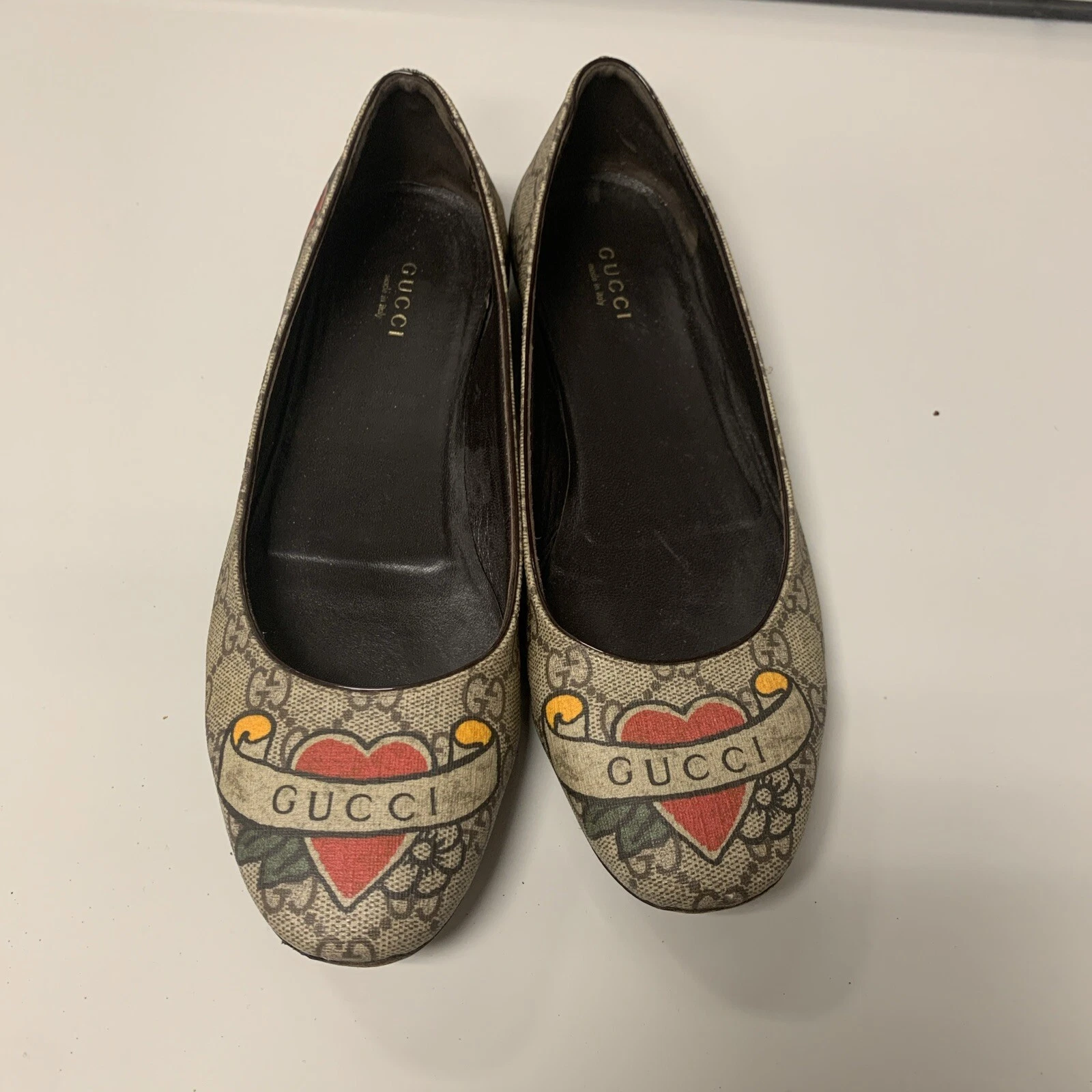 Chaussures plates authentiques Gucci Supreme monogramme taille 39 marron/multicolore
