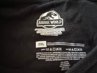 JURASSIC PARK RANGER 2XL BLACK SHIRT JURASSIC WORLD UNIVERSAL