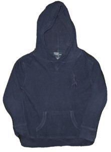 POLO RALPH LAUREN HOODIE 5 BOYS KIDS DARK NAVY INTERLOCK WAFFLE THERMAL PREOWNED