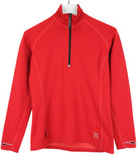 HAGLOFS Dryskin Sweatshirt Women's UK 14 Half Zip Stretch Red High Neck Polartec