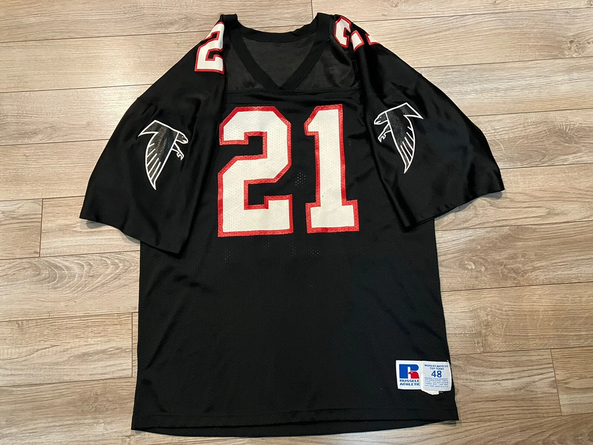 Deion Sanders Atlanta Falcons NFL Black Russell Athletic Football Jersey LG  48