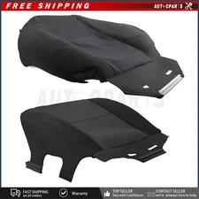 For 2007-14 Chevy Silverado 1500 2500HD 3500HD Bottom Top Cloth Seat Cover Black