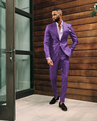 fitted lace wedding dress Silver Suit & Purple Tie| Shop Wedding Suits at Grooms Club
