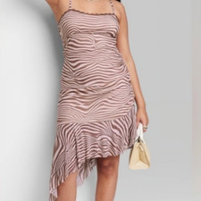 Wild Fable Women s Sleeveless Mesh Midi Dress Light Brown Zebra Print...