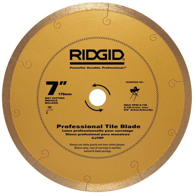 RIDGID Premium Diamond Tile Saw Blade 7 Inch Continuous Rim Wet Dry