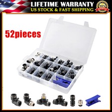 52 PCS Quick Connect Air Hose Fitting Kit 1/4" 3/8" 1/2" Push To Connect Air Fit