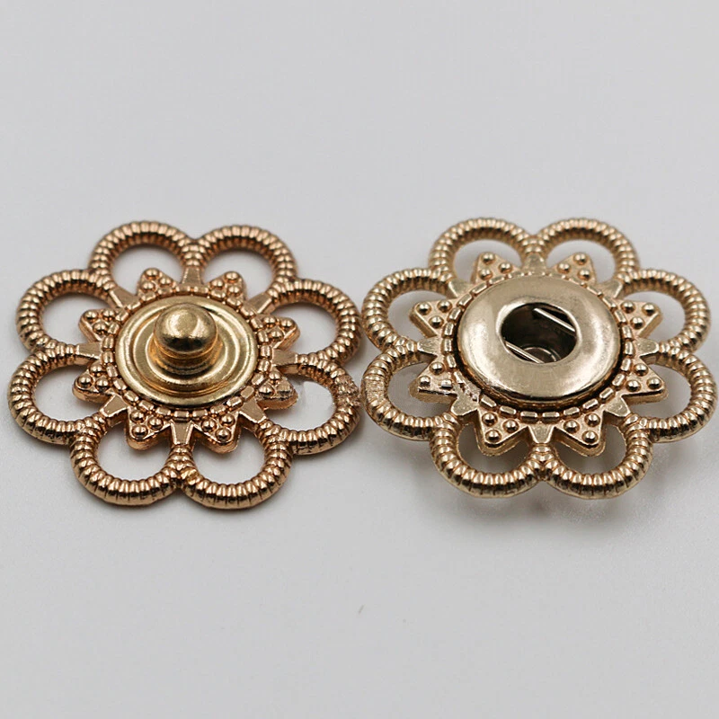 5 Pairs Metal Flower Snap Buttons Coat Windbreaker Invisible Fastener Buckle DIY - Image 4 of 4