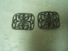Women's Simulated Marcasite Shoe Clips Made in France Vintage 1 3/4" x 2 1/2"