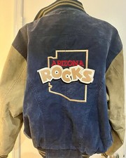 VTG Dunbrooke jacket “Arizona Rocks” Embroidery Leather Suede Lined Pocket SZ L