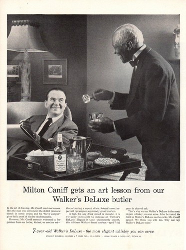Vintage Werbedruck Alcohol Walker's DeLuxe Milton Caniff Künstler Kunst 1955