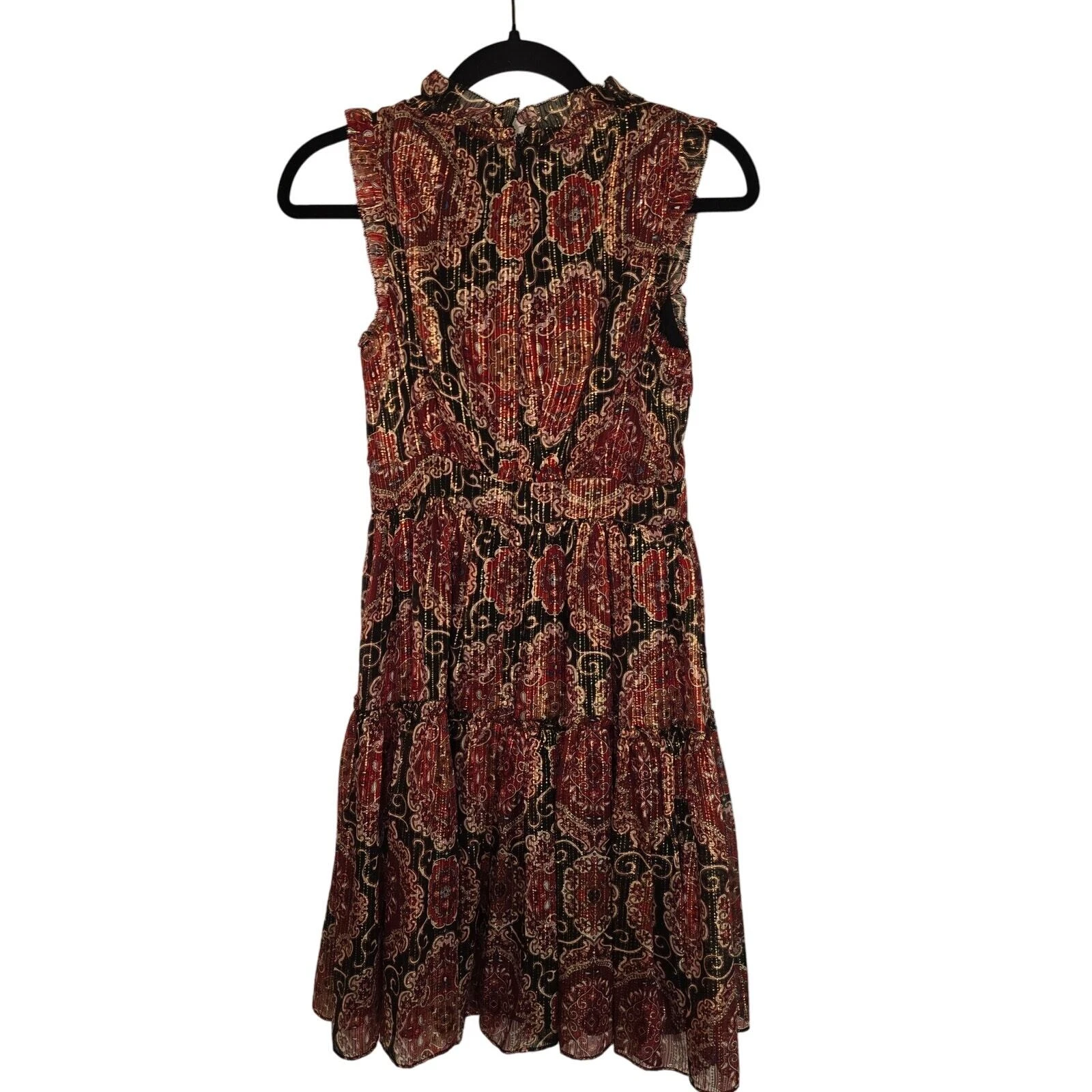 Abito camicia tubino Kate Spade misto seta stampa medaglione metallizzato taglia 0