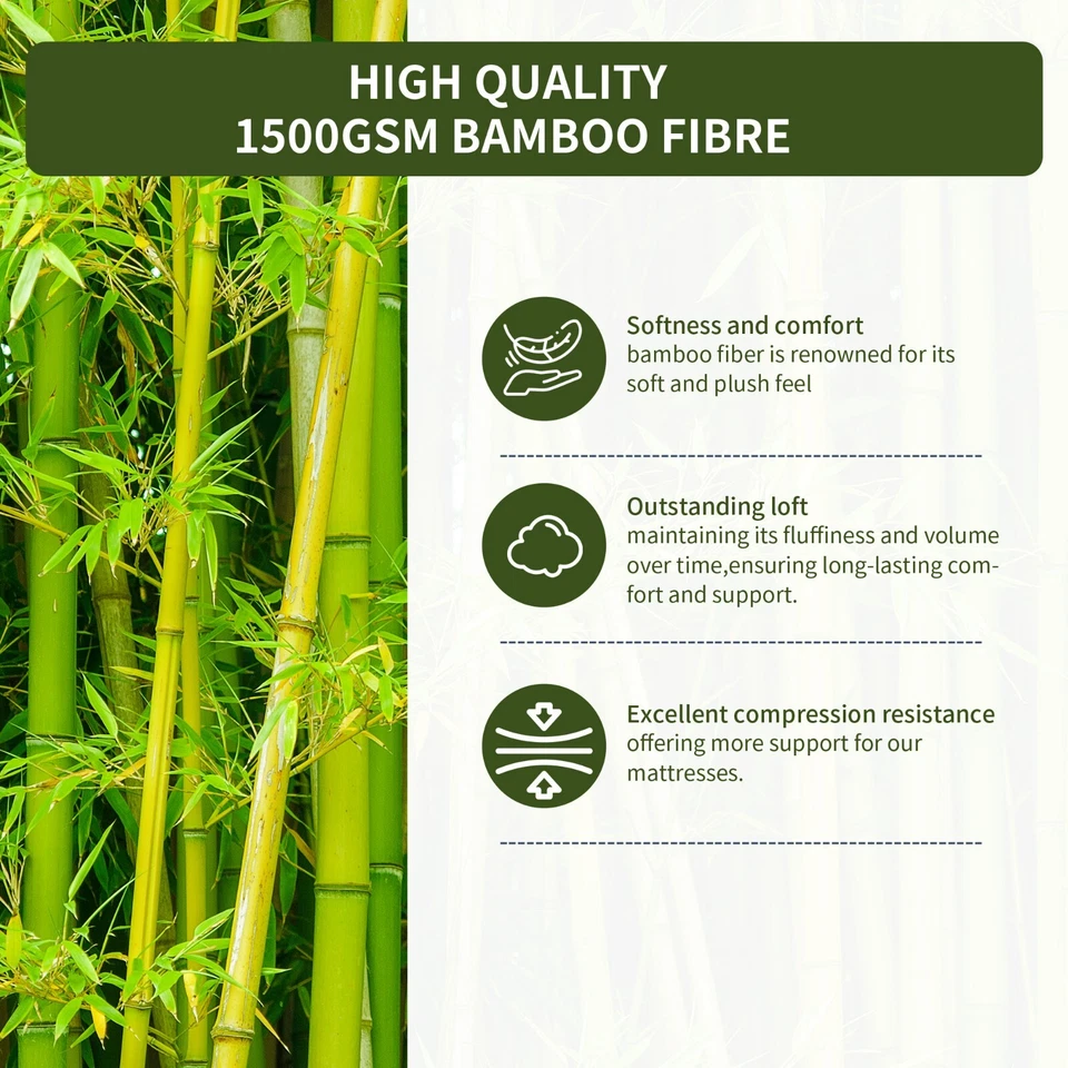 1500GSM Bamboo 10CM Thick Mattress Topper Extra Soft S/D/Queen/King Bed Size New - image 3 of 4
