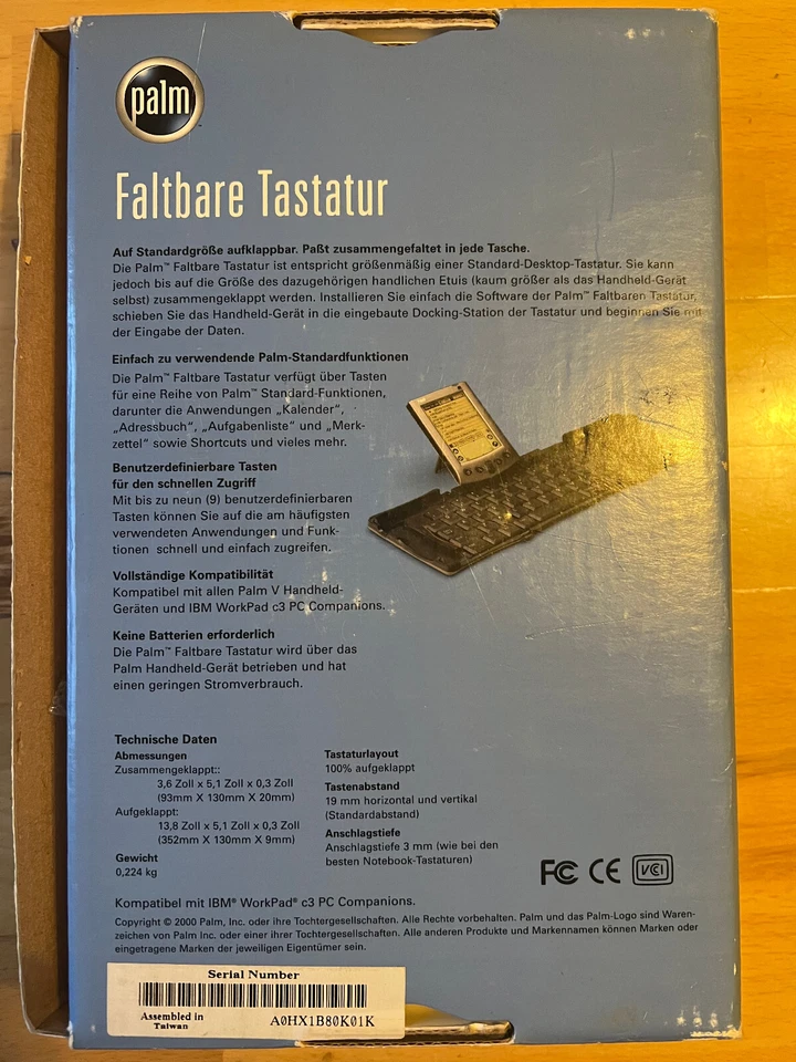 Faltbare Palm PDA Tastatur - deutsches Layout - Vintage - Rare - Original Verpac - Bild 2 von 4