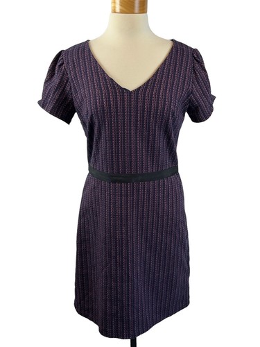 Ann Taylor Loft Women's Blue Red Pink Checkered Sweater Dress Fit Flare Size 8T