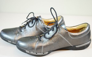 clarks silver lace up shoes