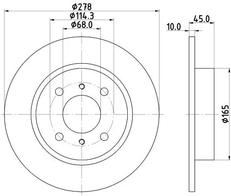 HELLA 8DD 355 110-661 Disco freno pieno, senza bullone fissaggio ruota - Immagine 2
