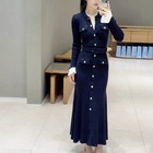 Self-Portrait Womens New Fashion Elegant Slim Single-breasted Long-sleeved Dress