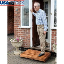 Foldable Step Stool Elderly Acacia Wood High Riser Mobility Aid Portable Stool